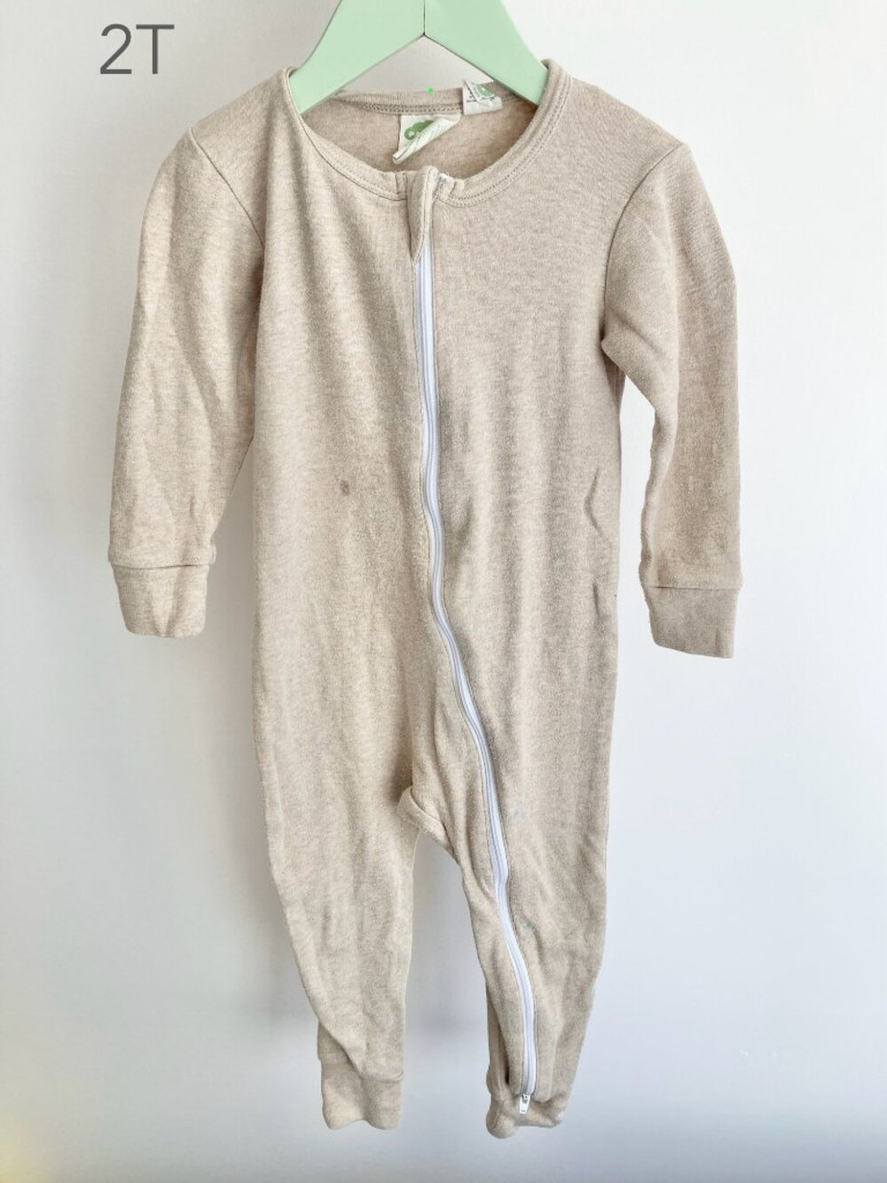 (🎨$3 PLAY) Parade 2T Toddler Cream Beige Double Zipper Sleeper Romper Neutral